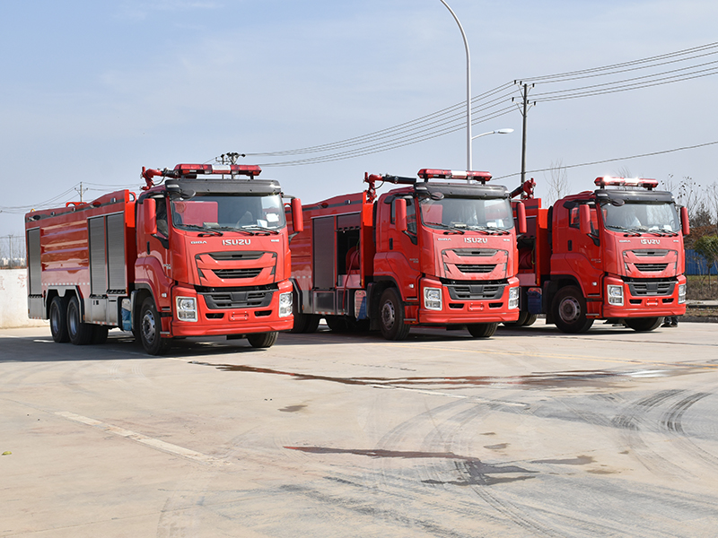 3 Units ISUZU Water Foam Powder Combined Fire Truck Ready To Delivery